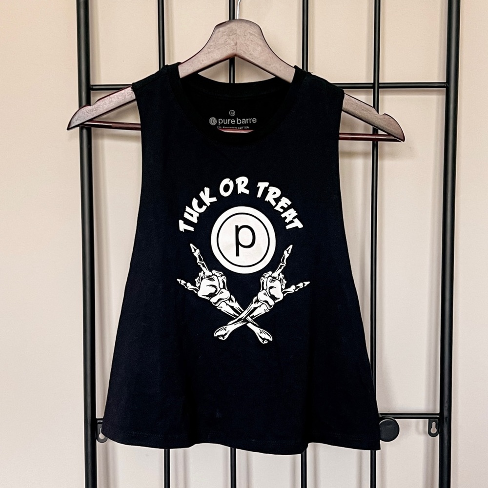 Pure Barre Tuck or Treat Halloween Crop Tank Top Sz M